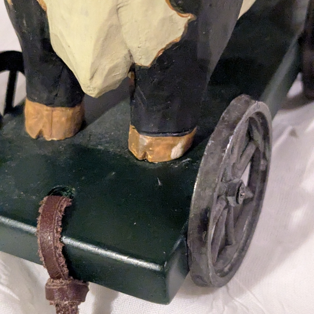 WilliRaye Studio Cow & Cat Figurine Wheels Pull Toy Rustic Farm Country Decor - Picture 10 of 13